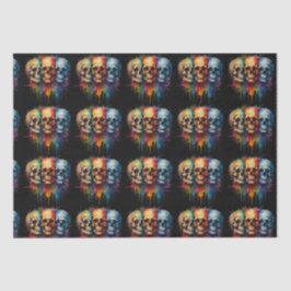 Papel De Seda Vibrante Skull Art sobre fondo negro