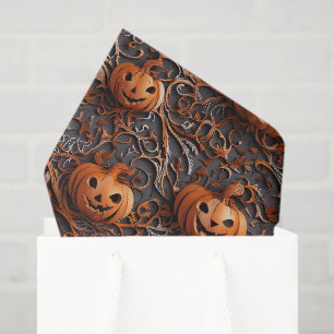 Papel De Seda Vibrante temática de Halloween en Naranja/gris