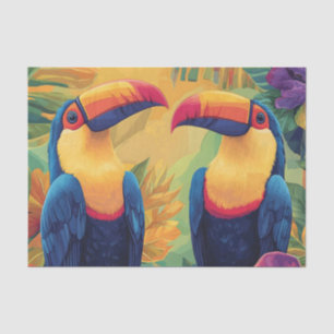 Papel De Seda Vibrantes pinturas turcasAves tropicales en el par