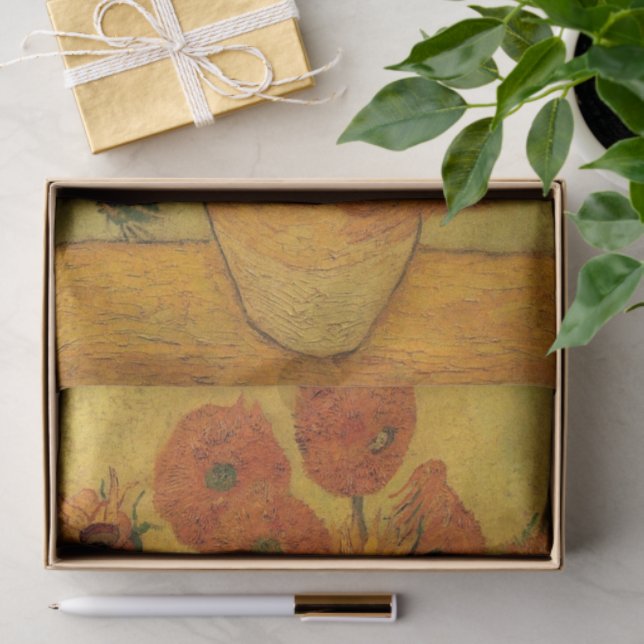 Papel De Seda Vicente van Gogh Vase de Vida Fija con 15 girasole (Regalo )