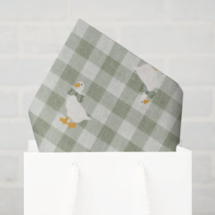 Papel De Seda Vichy Verde Salvia Cuadro Búfalo de Ganso Baby Sho