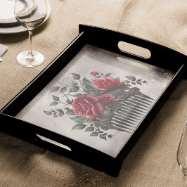 Papel De Seda Victorian Boudoir | Viejo peine con rosas rojas