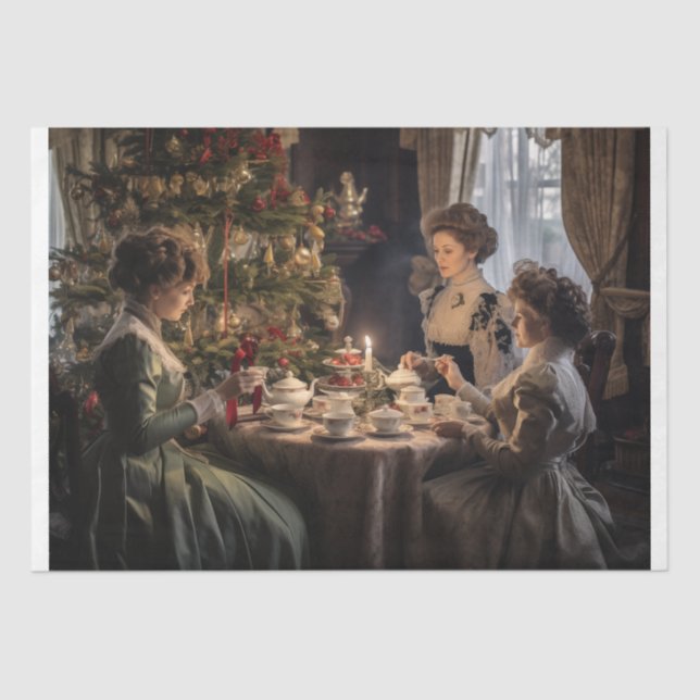 Papel De Seda Victorian Christmas Tea Party (Anverso)