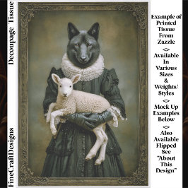Papel De Seda Victorian Dressed Wolf Holding Lamb ES7L Decoupage