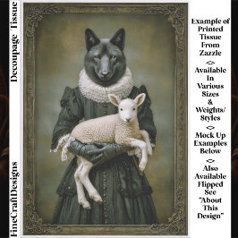 Papel De Seda Victorian Dressed Wolf Holding Lamb ES7R Decoupage