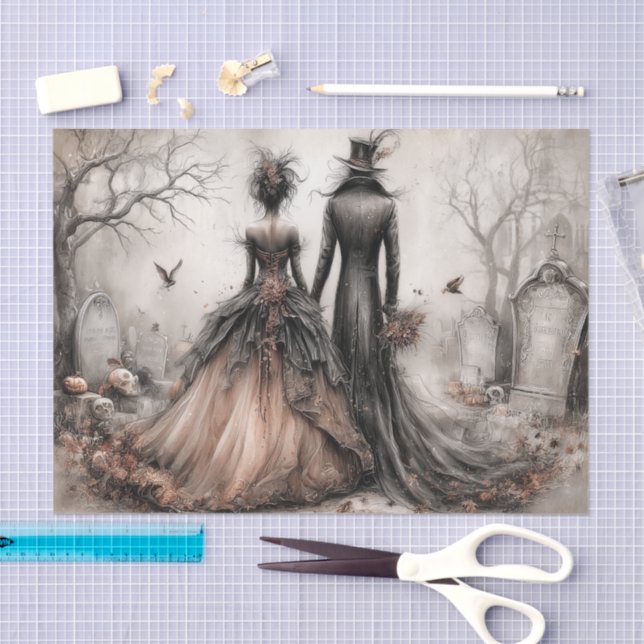 Papel De Seda Victorian Gothic Couple Decoupage (Artesanía)