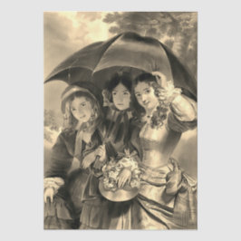 Papel De Seda Victorian lady umbrella rainy day sepia