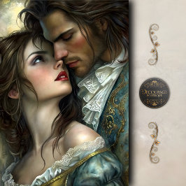 Papel De Seda Victorian Lovers Intense Gaze Decoupage