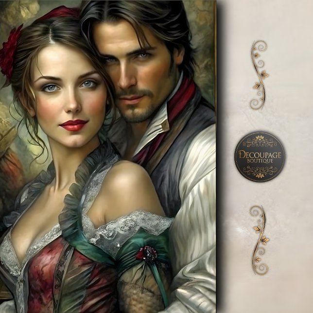 Papel De Seda Victorian Lovers Portrait Romantic Decoupage (Victorian Lovers Portrait Romantic Decoupage Tissue Paper)