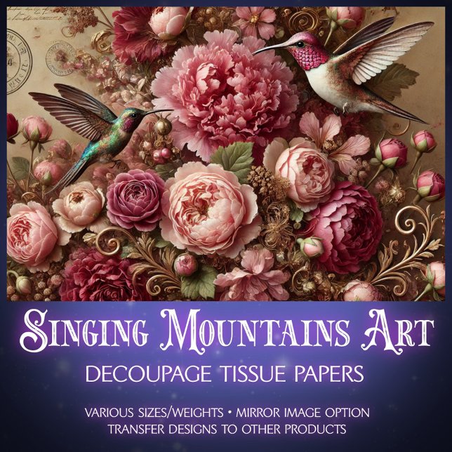 Papel De Seda Victorian Romance Hummingbird Floral Decoupage  (Subido por el creador)