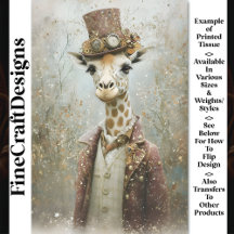 Victorian Steampunk Giraffe, Top Hat CA4 Decoupage