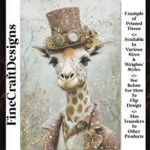 Victorian Steampunk Giraffe, Top Hat CA5 Decoupage