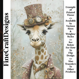 Papel De Seda Victorian Steampunk Giraffe, Top Hat CA5 Decoupage