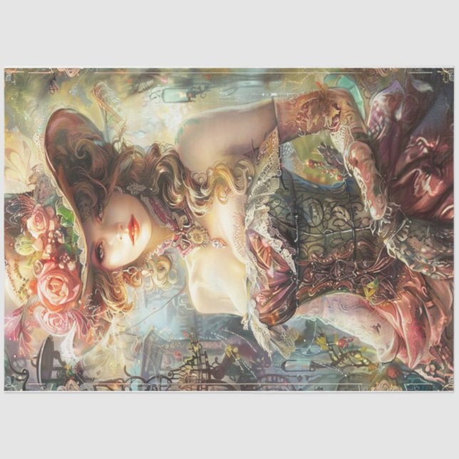 Papel De Seda Victorian Steampunk Lady (Anverso)