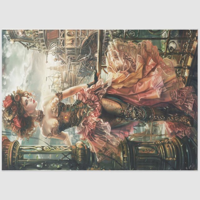 Papel De Seda Victorian Steampunk Lady (Anverso)