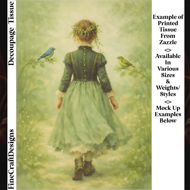 Papel De Seda  Victorian Woodland Girl From Behind EZ3 Decoupage (Subido por el creador)