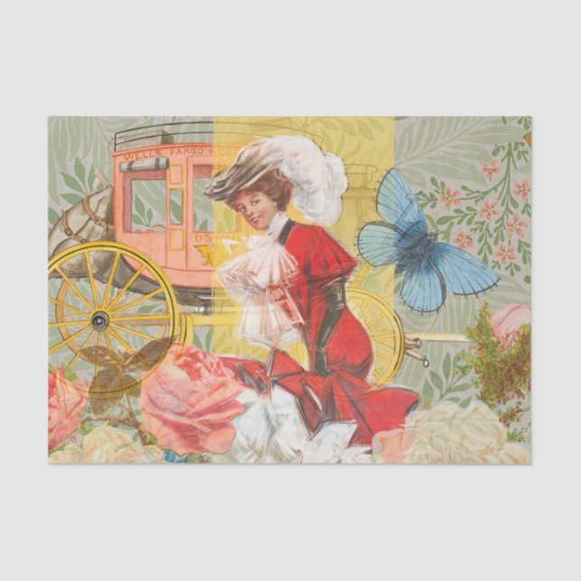 Papel De Seda Victoriana Lady Woman Fun Carriage (Anverso)