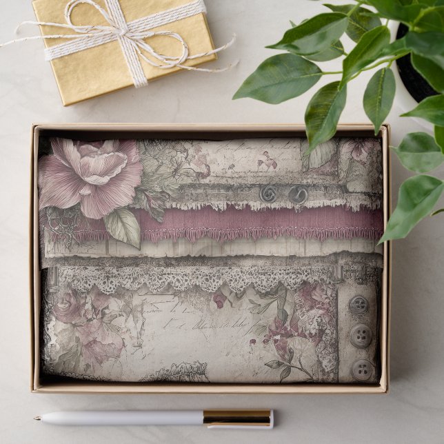 Papel De Seda Victoriano & Encaje  (Regalo )