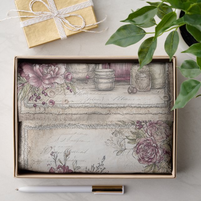 Papel De Seda Victoriano & Encaje  (Regalo )