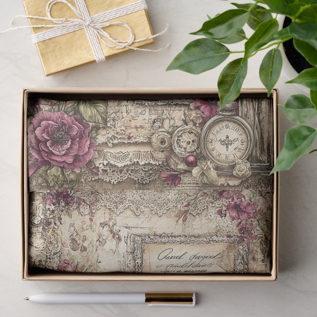 Papel De Seda Victoriano & Encaje  (Regalo )