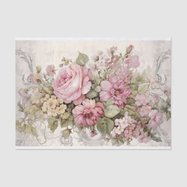 Papel De Seda Victoriano florece nostálgico floral (Anverso)