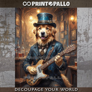 Papel De Seda ¡¡¡Victoriano Golden Retriever con guitarra eléctr