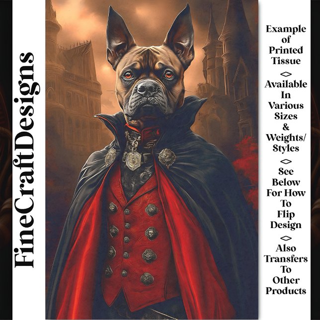 Papel De Seda Victoriano Gótico Decoupage de Perro Bulldog Vampi (Subido por el creador)