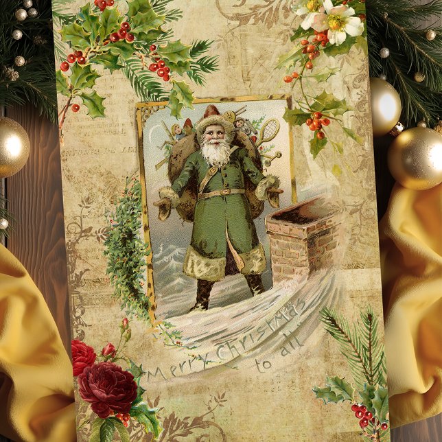 Papel De Seda Victoriano Padre Navidad Floral Ephemera (Subido por el creador)