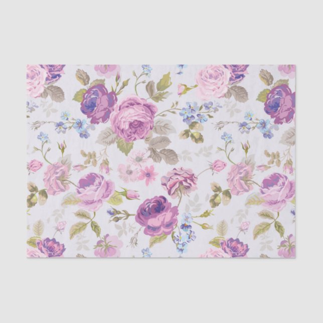 Papel De Seda Victoriano, país, lavanda, shabby, moda, rosas, pa (Anverso)