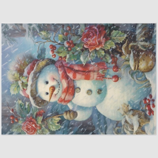 Papel De Seda Victoriano Snowman (Anverso)