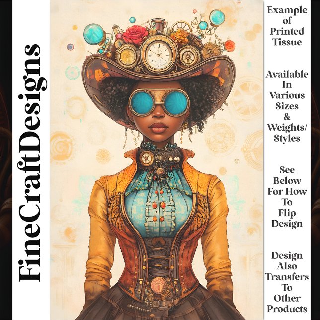 Papel De Seda Victoriano Steampunk African American T9 Decoupage (Subido por el creador)