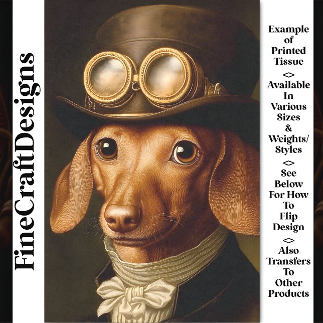 Papel De Seda Victoriano Steampunk Dachshund Dog BF6 Decoupage (Subido por el creador)