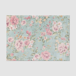 Papel De Seda Victoriano vintage shabby chic azul pálido floral