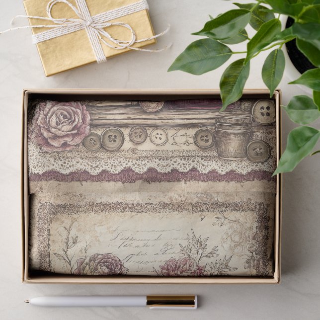 Papel De Seda Victoriano y encaje (Regalo )