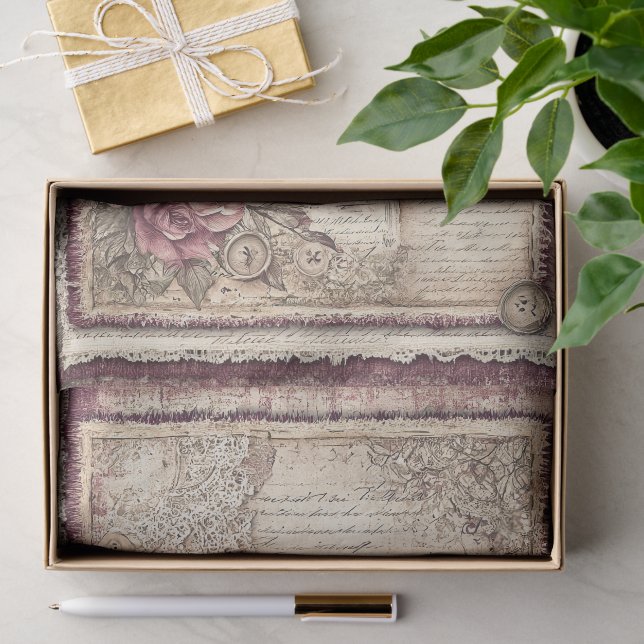 Papel De Seda Victoriano y encaje (Regalo )