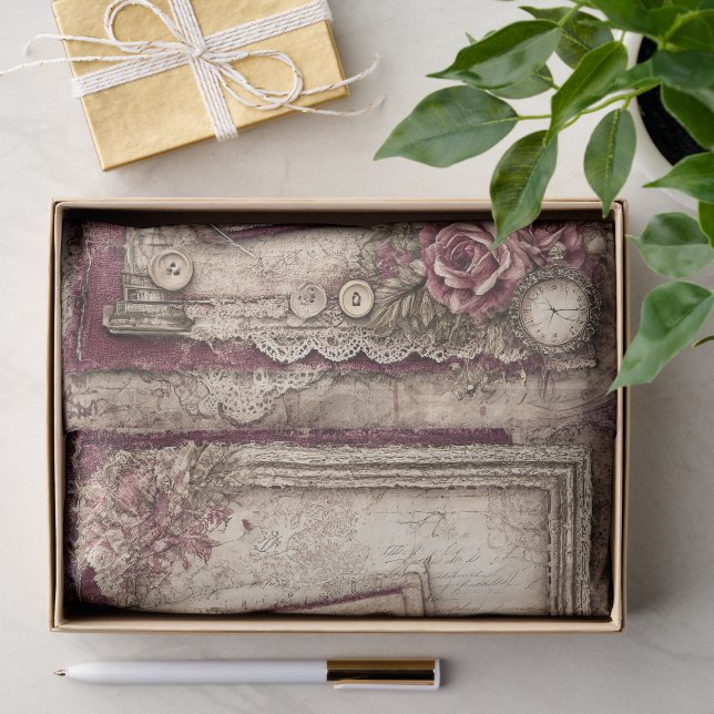 Papel De Seda Victoriano y encaje  (Regalo )