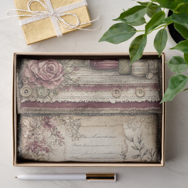 Papel De Seda Victoriano y Encaje  (Regalo )