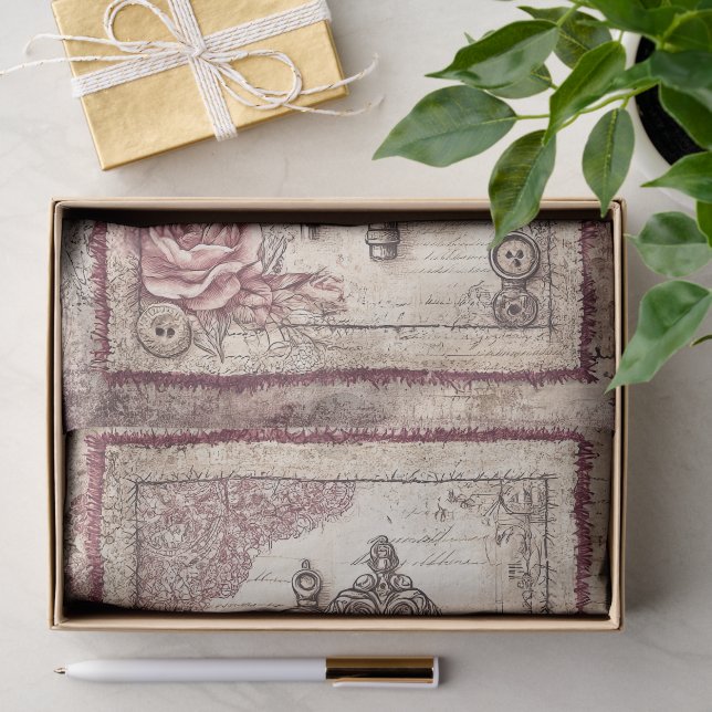 Papel De Seda Victoriano y encaje (Regalo )