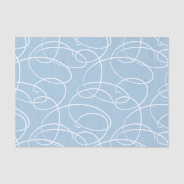 Papel De Seda Vid abstracta de enredadera | Arte de línea azul e (Anverso)