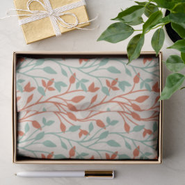 Papel De Seda Vid Moderna de Naranja Suave y Salvia Botánica