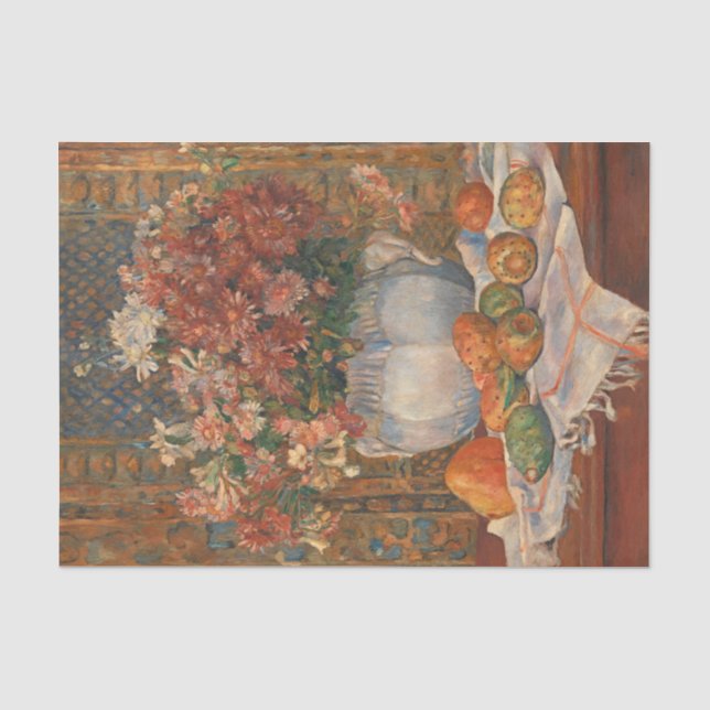 Papel De Seda Vida con flores y espesas miedos, renoir (Anverso)