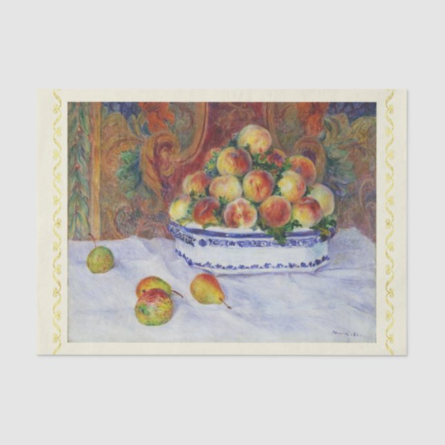 Papel De Seda Vida con melocotones, Renoir (Anverso)