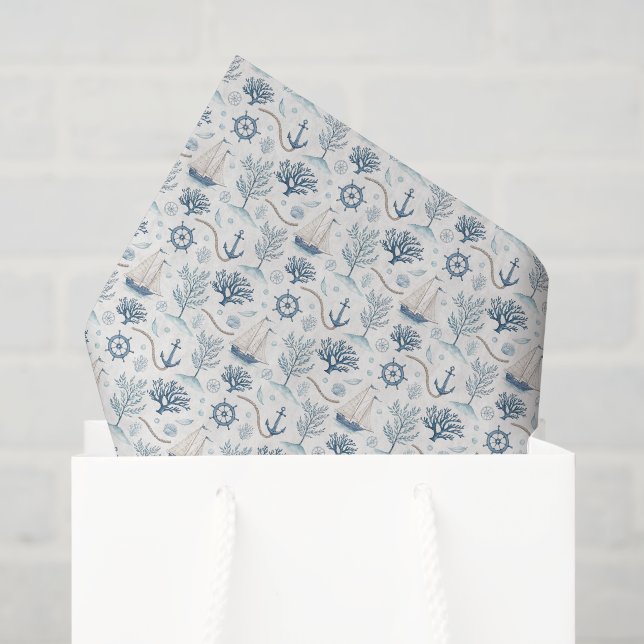 Papel De Seda Vida Costera Océanos Azules (Bolsa de regalo)
