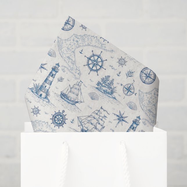 Papel De Seda Vida Costera Océanos Azules (Bolsa de regalo)