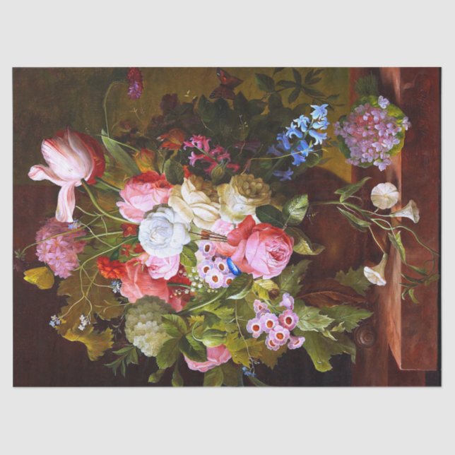 Papel De Seda Vida De Las Flores De Los Tulipanes Y Híacenos De  (Anverso)