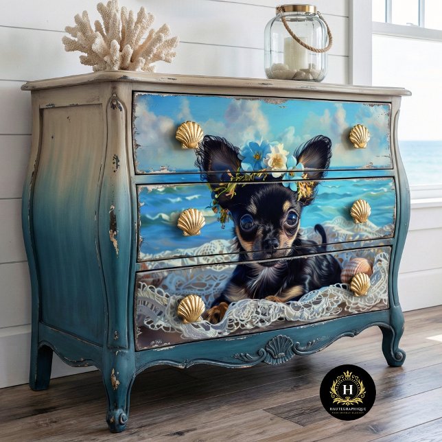 Papel De Seda Vida de playa cachorro Chihuahua decoupage (Subido por el creador)