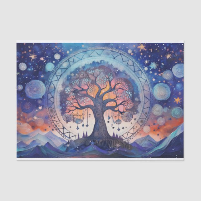 Papel De Seda Vida espiritual, árbol universal de la vida (Anverso)