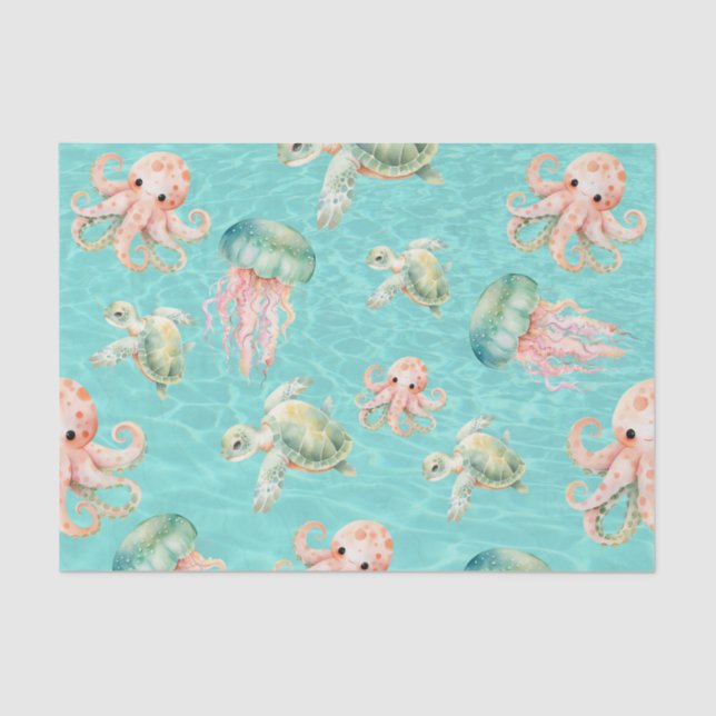 Papel De Seda Vida marina submarina (Anverso)