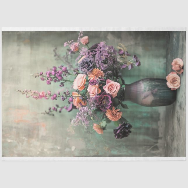 Papel De Seda Vida, Vase y Floral Rusa vibrante (Anverso)