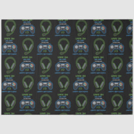 Papel De Seda Videojuego Neon Blue & Green Birday Age Name